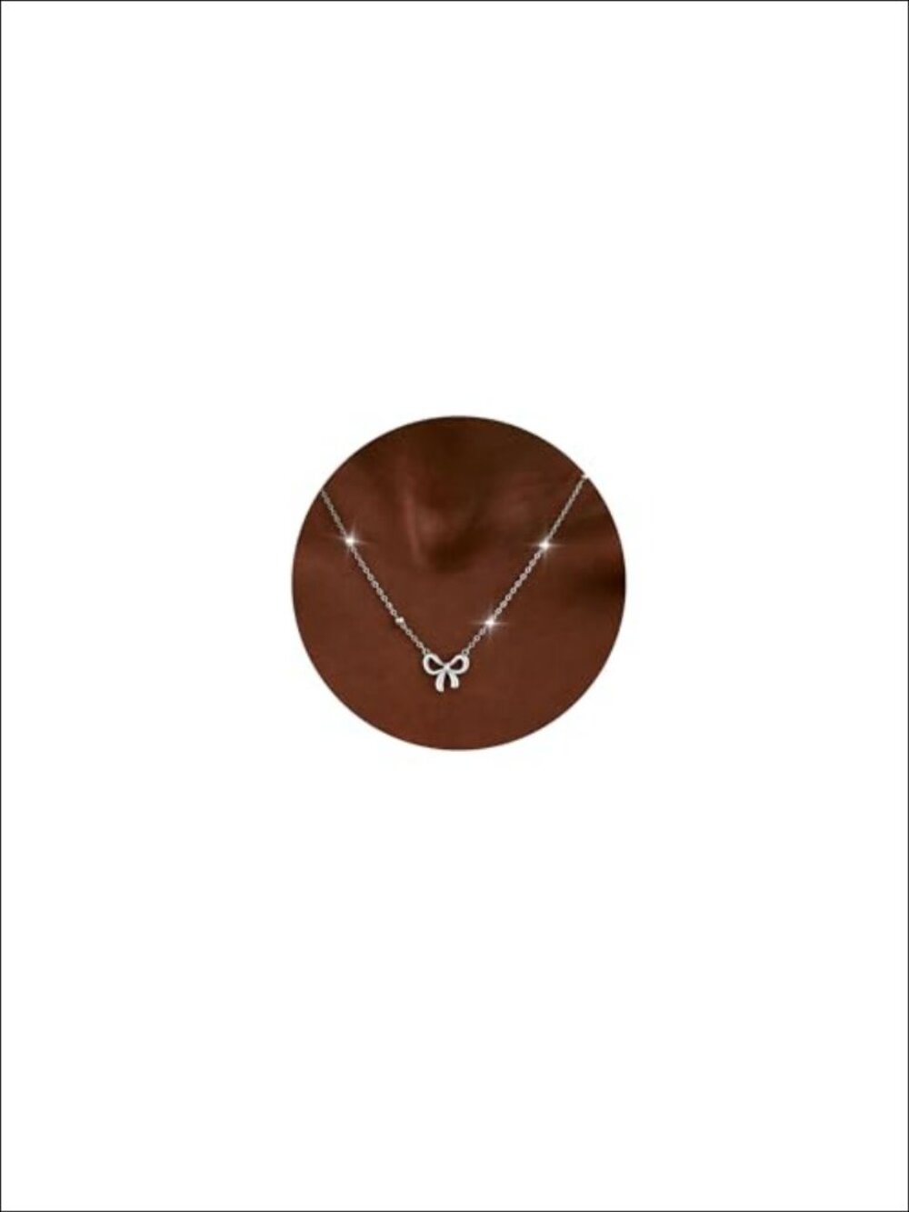 Bow Pendant Necklace Silver Tone Beaded Chain Dainty Jewelry Gift for Women